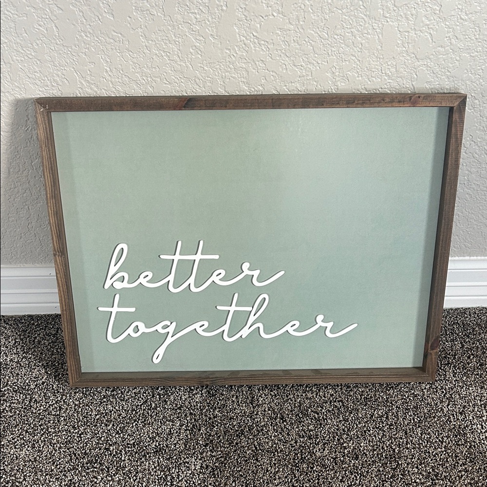 Better Together Sage Green Wall Art with White Script